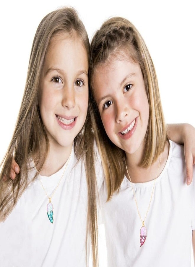 DOYYCA Best Friend Necklace Gifts Friendship Necklace Matching Heart BFF Necklaces for 2 (Sequin Pink Blue) - Image 3